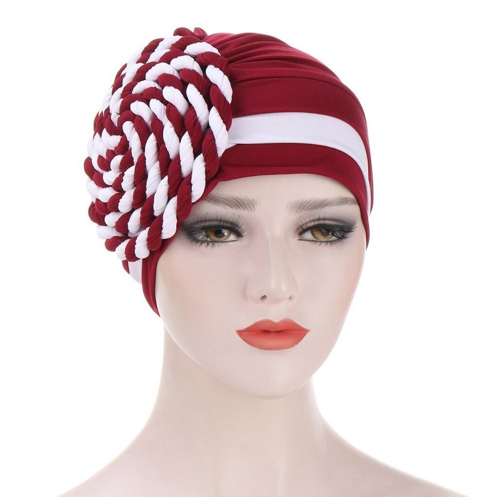 braided turban Red and white